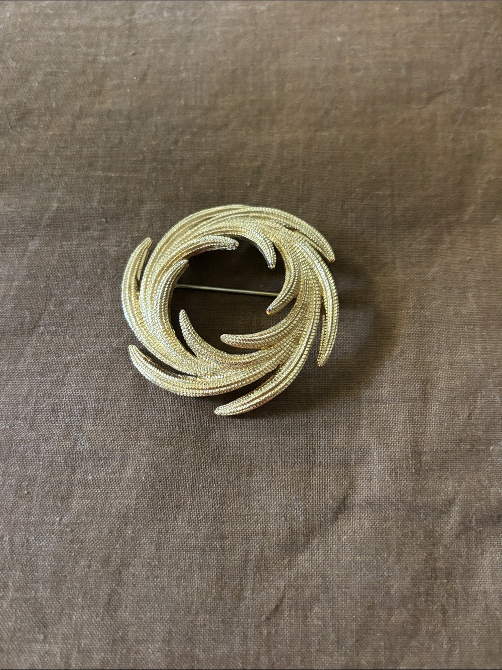 Monet Vintage Textured Gold Swirl Brooch Pin for Women